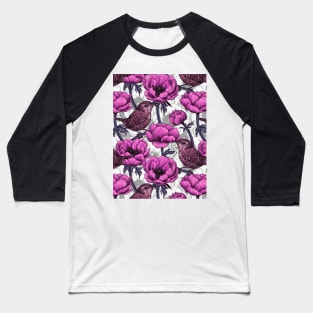 Wrens in the anemone garden Baseball T-Shirt